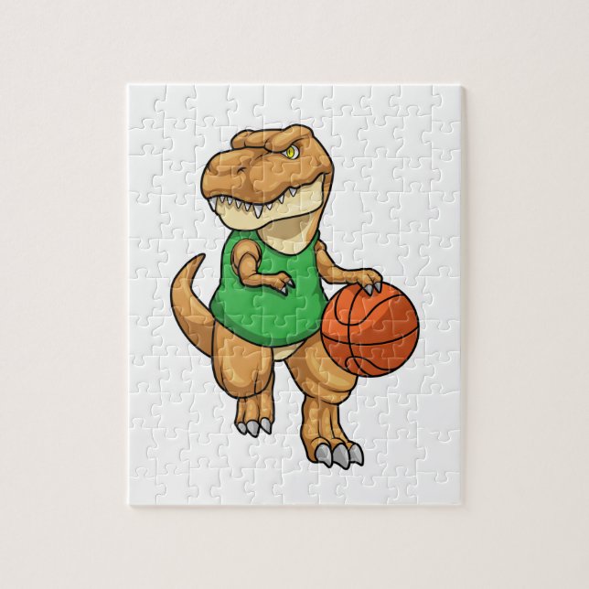 Dinosaurier beim Sport mit Basketball Puzzle (Vertikal)