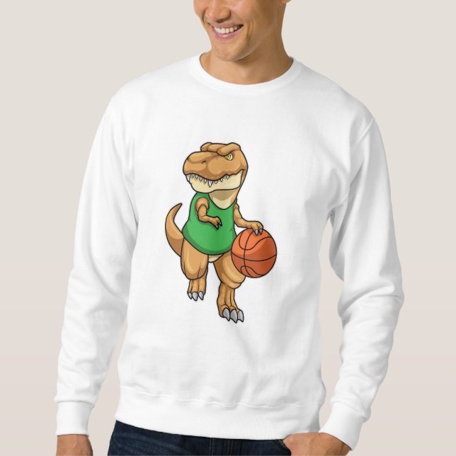 Dinosaurier beim Sport mit Basketball Sweatshirt (Vorderseite)