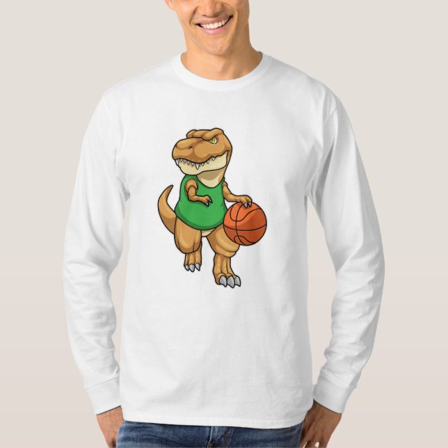 Dinosaurier beim Sport mit Basketball T-Shirt (Vorderseite)