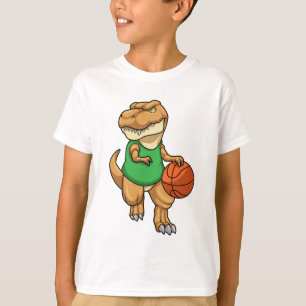 Dinosaurier beim Sport mit Basketball T-Shirt