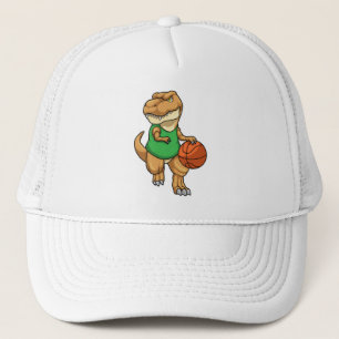 Dinosaurier beim Sport mit Basketball Truckerkappe