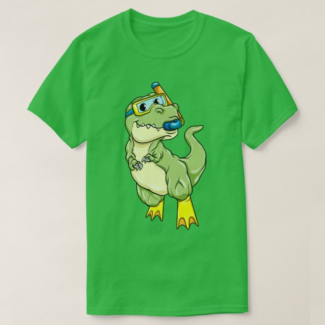 Dinosaurier beim Tauchen mit Schwimmbrille T-Shirt (Design vorne)