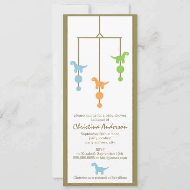 Dinosaurier-bewegliche Jungen-Babyparty-Einladung Einladung (Vorderseite)