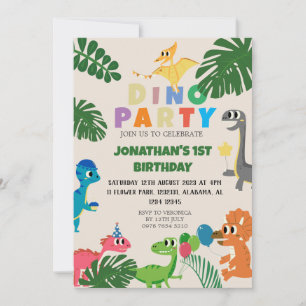 Dinosaurier Birthday Simple Niedlich First Birthda Einladung