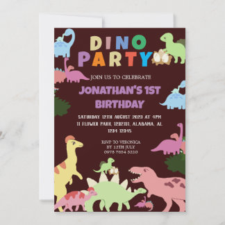 Dinosaurier Birthday Simple Niedlich First Birthda Einladung