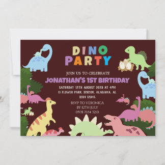 Dinosaurier Birthday Simple Niedlich First Birthda Einladung