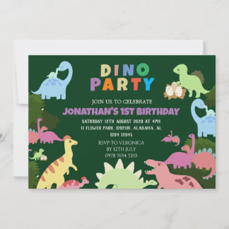 Dinosaurier Birthday Simple Niedlich First Birthda Einladung