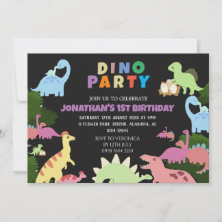 Dinosaurier Birthday Simple Niedlich First Birthda Einladung