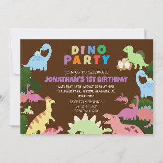 Dinosaurier Birthday Simple Niedlich First Birthda Einladung