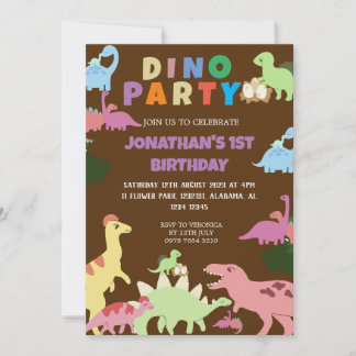 Dinosaurier Birthday Simple Niedlich First Birthda Einladung