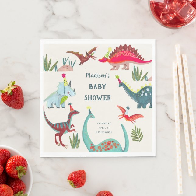 Dinosaurier-blaues Babydusche-Party Serviette (Beispiel)