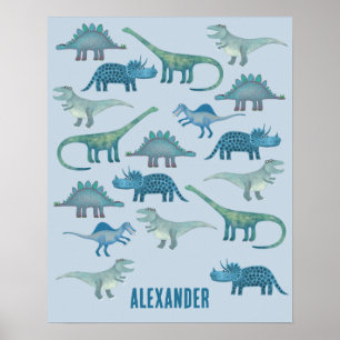 Dinosaurier Blue Personalisiert Poster