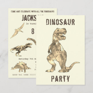 Dinosaurier Boys 8. Geburtstagsparty T Rex Roar Aq Einladung