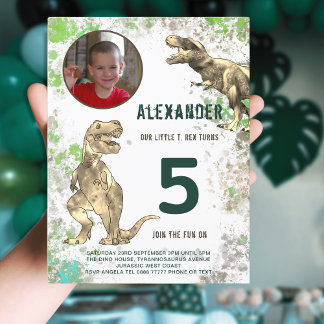 Dinosaurier Boys Birthday Party Foto Einladungspostkarte