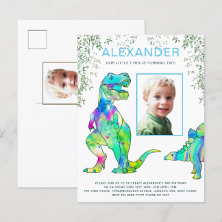 Dinosaurier Boys Birthday Party Foto Einladungspostkarte