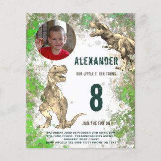 Dinosaurier Boys Geburtstagsparty Foto Budget Flyer