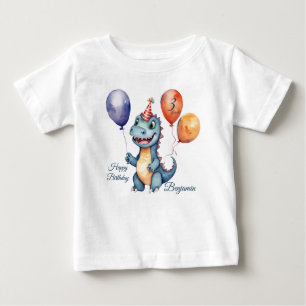 Dinosaurier Boys Personalisiert Geburtstag Baby T-shirt