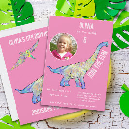 Dinosaurier Brachiosaurus Girls Birthday Pink Foto