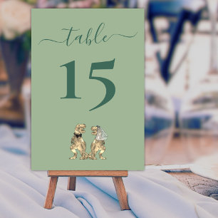 Dinosaurier Bride & Groom Wedding Sage Green Tischnummer