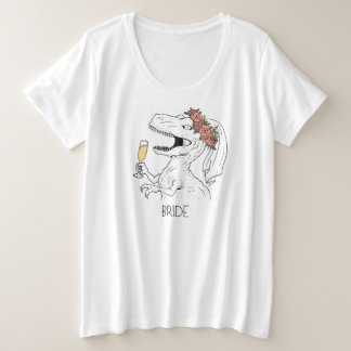 Dinosaurier Bride Plus Größe V-Neck Große Größe T-Shirt