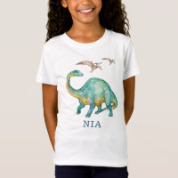 Dinosaurier Brontosaurus Personalisiert Girl's T -