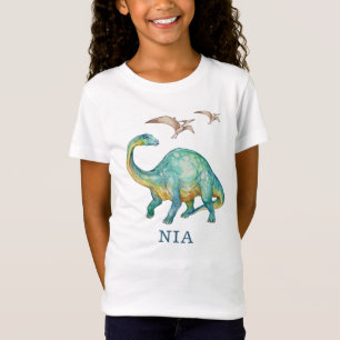Dinosaurier Brontosaurus Personalisiert Girl's T - T-Shirt