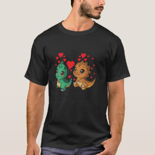 Dinosaurier Brontosaurus Stegosaurus Herzen T-Shirt