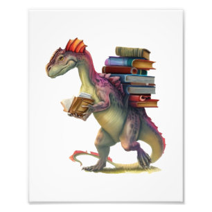 Dinosaurier Buchwurm - Niedlich Fantasy Reading Lo Fotodruck