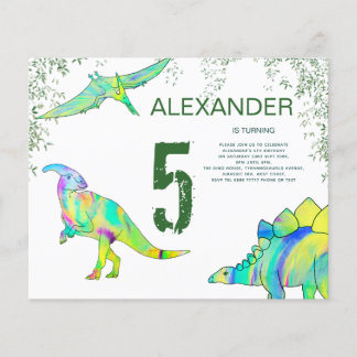 Dinosaurier buntes Geburtstagsparty-Budget Flyer