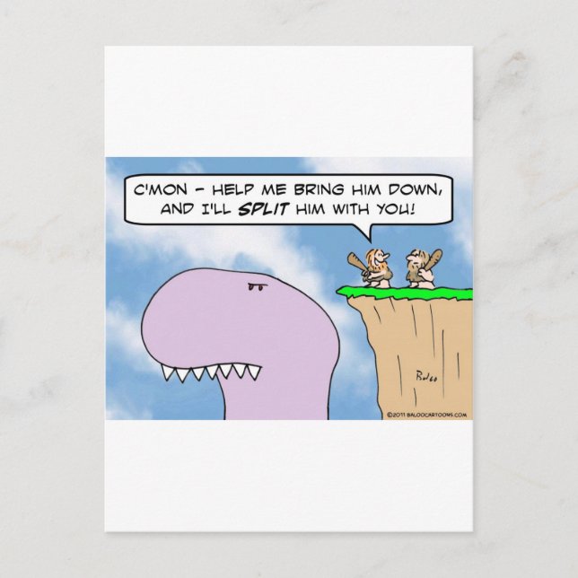 Dinosaurier-Caveman-Spaltung Postkarte (Vorderseite)