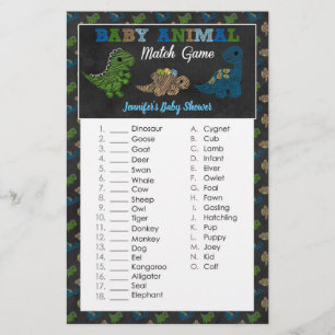 Dinosaurier Chalkboard Baby Shower Animal Match Ga