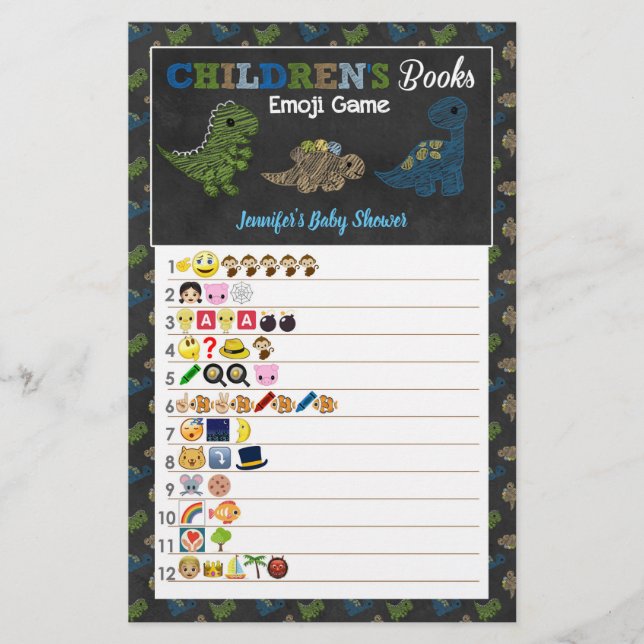 Dinosaurier Chalkboard Kinderbücher Emoji Game (Vorderseite)