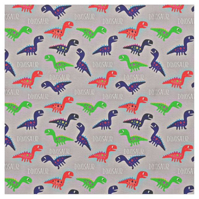 Dinosaurier Child's Drawings Red Blue Green Word Stoff (Nahaufnahme)