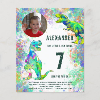 Dinosaurier Colorful Birthday Party Foto Budget Flyer
