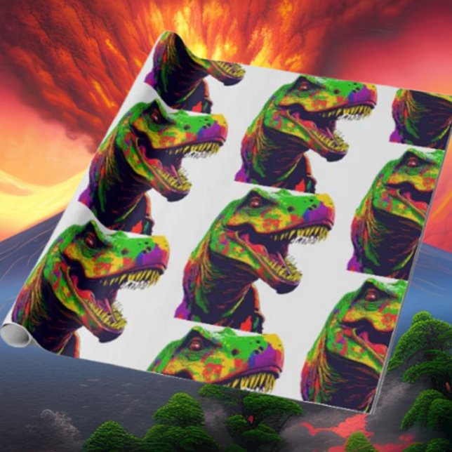 Dinosaurier Cool Gelbes Glück Geburtstag Geschenkpapier (Bring your dream party to life with our selection of quality Dinosaur themed party supplies)