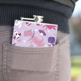 Dinosaurier, Cute Dinosaurier, Sterne, Raumschiff Flachmann