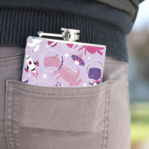 Dinosaurier, Cute Dinosaurier, Sterne, Raumschiff Flachmann