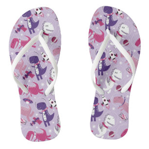Dinosaurier, Cute Dinosaurier, Sterne, Raumschiff Flip Flops
