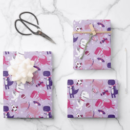 Dinosaurier, Cute Dinosaurier, Sterne, Raumschiff Geschenkpapier Set
