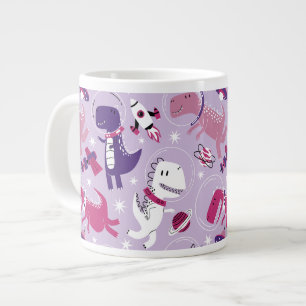 Dinosaurier, Cute Dinosaurier, Sterne, Raumschiff Jumbo-Tasse