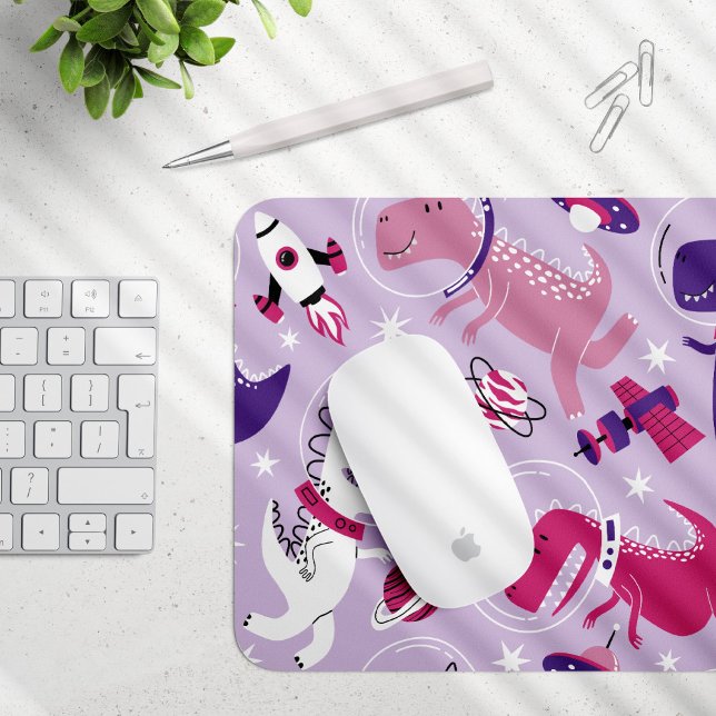 Dinosaurier, Cute Dinosaurier, Sterne, Raumschiff Mousepad (Von Creator hochgeladen)