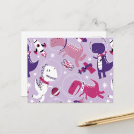 Dinosaurier, Cute Dinosaurier, Sterne, Raumschiff Postkarte