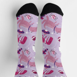 Dinosaurier, Cute Dinosaurier, Sterne, Raumschiff Socken