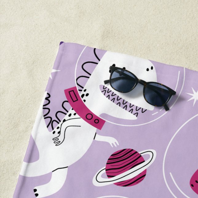 Dinosaurier, Cute Dinosaurier, Sterne, Raumschiff Strandtuch (Beispiel)