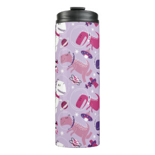 Dinosaurier, Cute Dinosaurier, Sterne, Raumschiff Thermosbecher