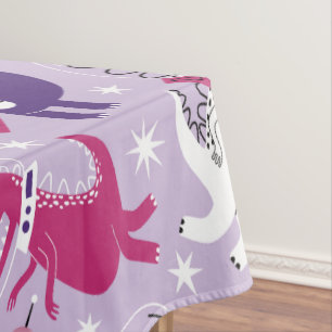 Dinosaurier, Cute Dinosaurier, Sterne, Raumschiff Tischdecke