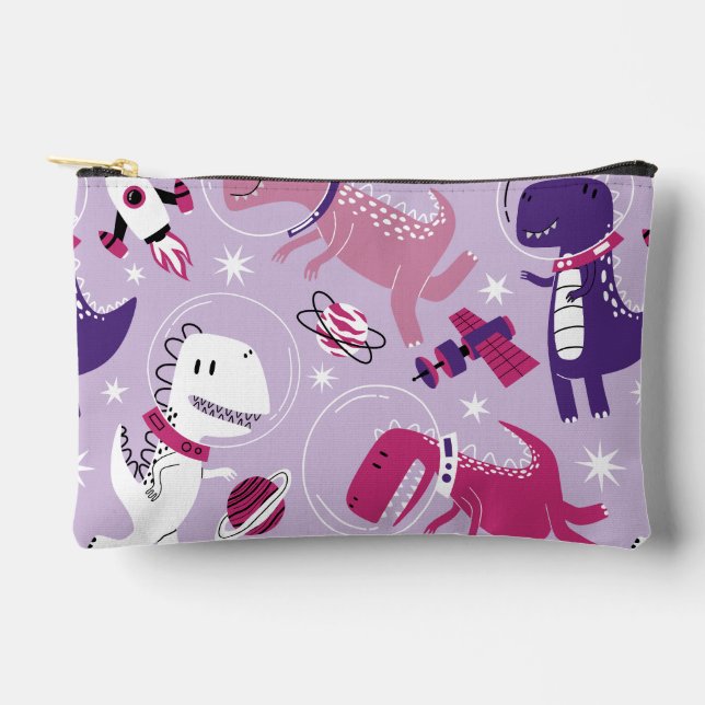 Dinosaurier, Cute Dinosaurier, Sterne, Raumschiff Zubehörtasche (Vorderseite)