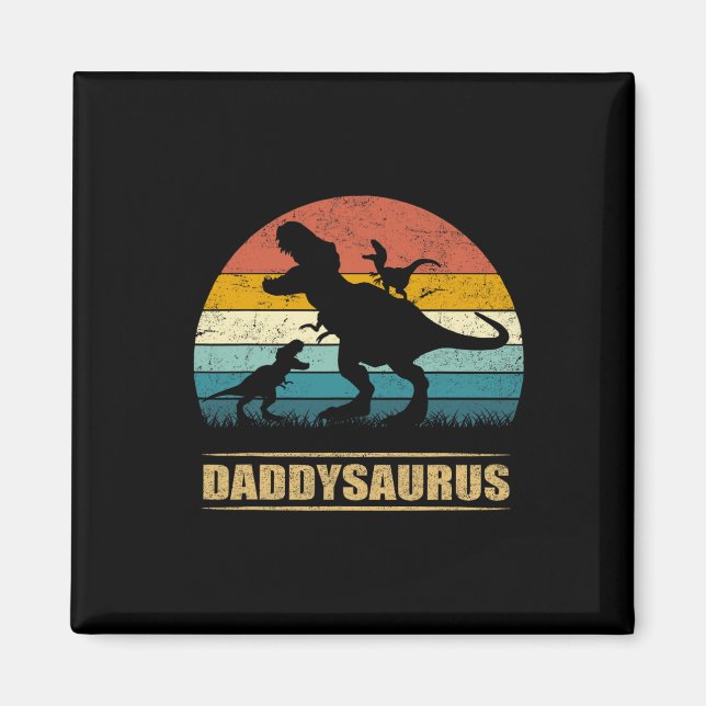 Dinosaurier Daddysaurus 2 Two Kids Funny Vatertag Magnet (Vorne)