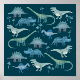 Dinosaurier Dark Green Poster