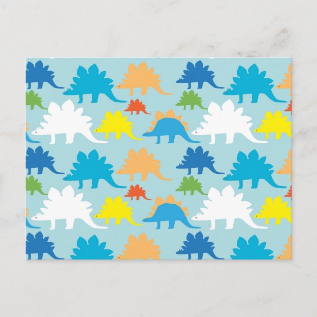 Dinosaurier Designs Blue Orange Yellow Red Dinosau Postkarte (Vorderseite)